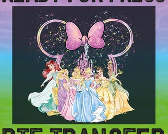 Disneyworld Princess Ready To Press, Disney Castle Heat Transfer, All princess Dtf, Disneyworld Family Dtf, Disney Girl Dtf, Disney Princess