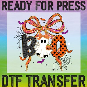 Preppy Spooky Halloween Boo Ready To Press, Coquette Halloween Boo Dtf, Boo Ghost Witch Bat Dtf, Halloween Ghost Heat Transfers, Boo Ghost