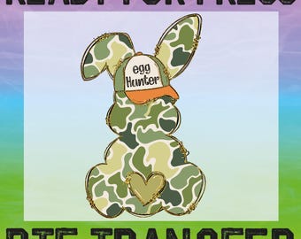 Egg Hunter Camo Easter Ready To Press, Kids Design, Camo  Bunny DTF Ttransfer
