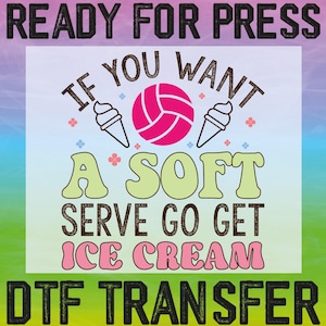 Crème glacée prête à servir pour le service, Transfert à chaud pour volley-ball, Dtf-cadeau de volley-ball, Dtf de volley-ball mignon, Dtf-cadeau de match pour le jour du match
