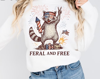 4th of July Raccoon Boys DTF Ready To Press, Feral and Free Raccoon Kids