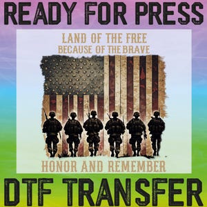 Land of the Free Because of the Brave Ready To Press, 4th Of July Dtf, Memorial Day Dtf, Land of the Brave Dtf, Patriotic Dtf, American Flag