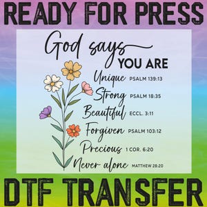 God Says You Are Ready To Press, Bible Verse Dtf, Religious Dtf, Christian Dtf, Floral Christian Dtf, Jesus Design Dtf, Trendy Christian Dtf