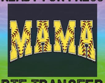 Softball Mama DTF Heat Transfer, Mothers Day Gift For Softball Ready To Press