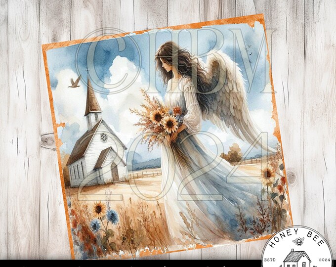 Vintage Primitive Farmhouse - 8x8 Rice Print, Autumn, Harvest, Fall ...