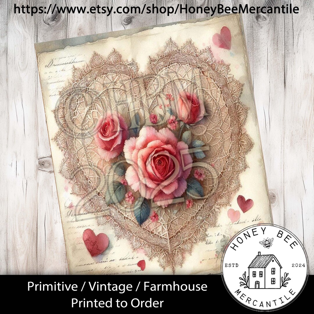 Vintage Primitive Farmhouse, 8x10, Craft Supplies, Decoupage, Rice ...