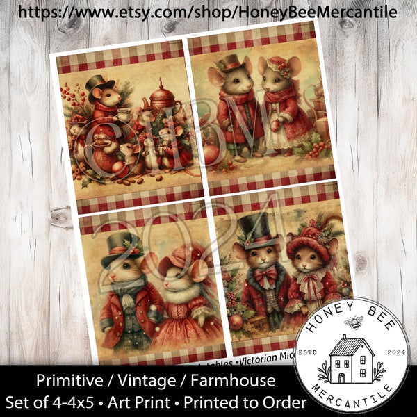 Vintage Primitive Farmhouse Style 8x10 Rice Prints, Decoupage, Wood ...