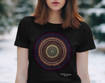 Żywa geometryczna sztuka mandali, skomplikowany wzór koła, odważna kolorowa dekoracja mandali, unikalny geometryczny wydruk artystyczny