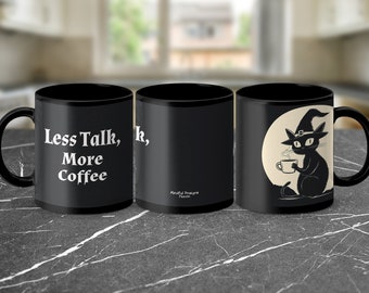 Witch Cat Mug, Customizable Halloween Mug, Cute Cat with Witch Hat, Personalized Coffee Mug, Fun Witch Cat Design, Custom Text