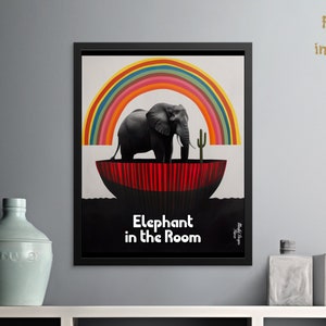 Parlons de l'éléphant dans la chambre, Poster, oeuvre d'art murale sur toile, Carnet cartonné, Canette en verre, Stickers, Aimant, Bougie parfumée