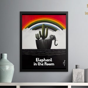 Parlons de l'éléphant dans la chambre, poster, oeuvre d'art murale sur toile, carnet cartonné, aimants, bougie parfumée, autocollants, décoration murale