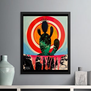 Kaktus Silhouette Kunstdruck | Bunte Wanddekoration Poster Kaktus | Wohnkultur | Kaktus Chroniken Kollektion | Leinwand, Stickers