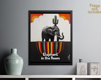 Laten we het eens hebben over de olifant in de kamer-poster, kunst aan de muur olifant, olifantencanvas, olifantendagboek, blikje olifant, olifantsticker