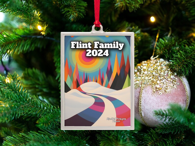 Colorful Winter Scene Ornament, Vibrant Christmas Tree Decoration