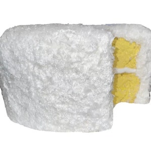 Fake food, coconut cake with slice out, centerpiece, faux cake, fake cake, 6 inch Width by 4 inch Height