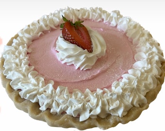 Fake Pie,Creamy Strawberry Pink Pie in a golden crust, Lightly Sugar 10x3”