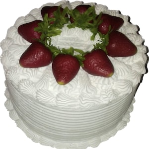 Fake Cake, Classic and Lovely Strawberries and Vanilla White Cream Cake 8x5