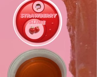 Water Jelly Slime, Strawberry Slime, Strawberry Scented, pink red Color, Slime, Thick Slime 7 once. Best Textured, Fun Gift