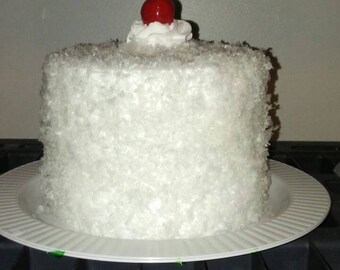 6 x 6" fake Fluffy Coconut Cake