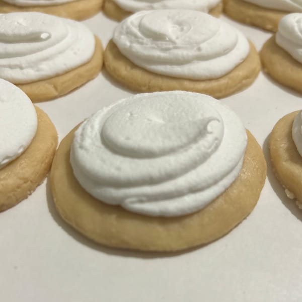 Fake White Icing Cookies 2.5”inches/Set of 8/fake food/fakecake/artificial cookies /cookies with white icing /photo prop/medium size