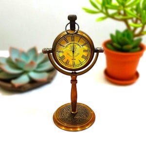 Vintage Table Clock - Victorian Style Brass Desk Clock
