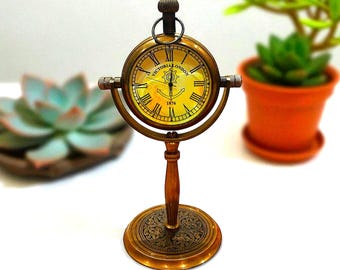 Vintage Table Clock - Victorian Style Brass Desk Clock