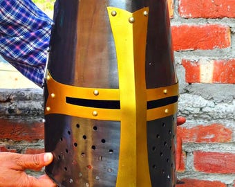 Medieval Steel Crusader Helm | Templar Knight Armor, Cosplay