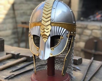 Mittelalterlicher Wikinger Helm mit Kettenhemd – Dekorative Rüstungs Schale