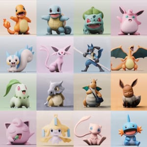 120 Pokemon Miniatures pack STL File -3D STL Bundle, 3D Printed Pokemon File - Pokemon Pikachu STL file