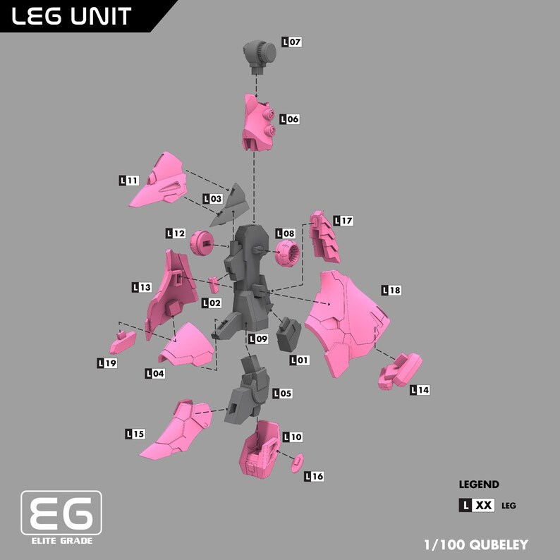 Gundam Kit Qubeley 1/100 Scale Statue High Quality 3D STL Files EG03