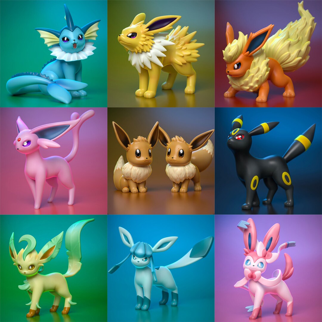 Eevee Evolution Pack (10 Models)-pokemon High-quality STL File Bundle ...