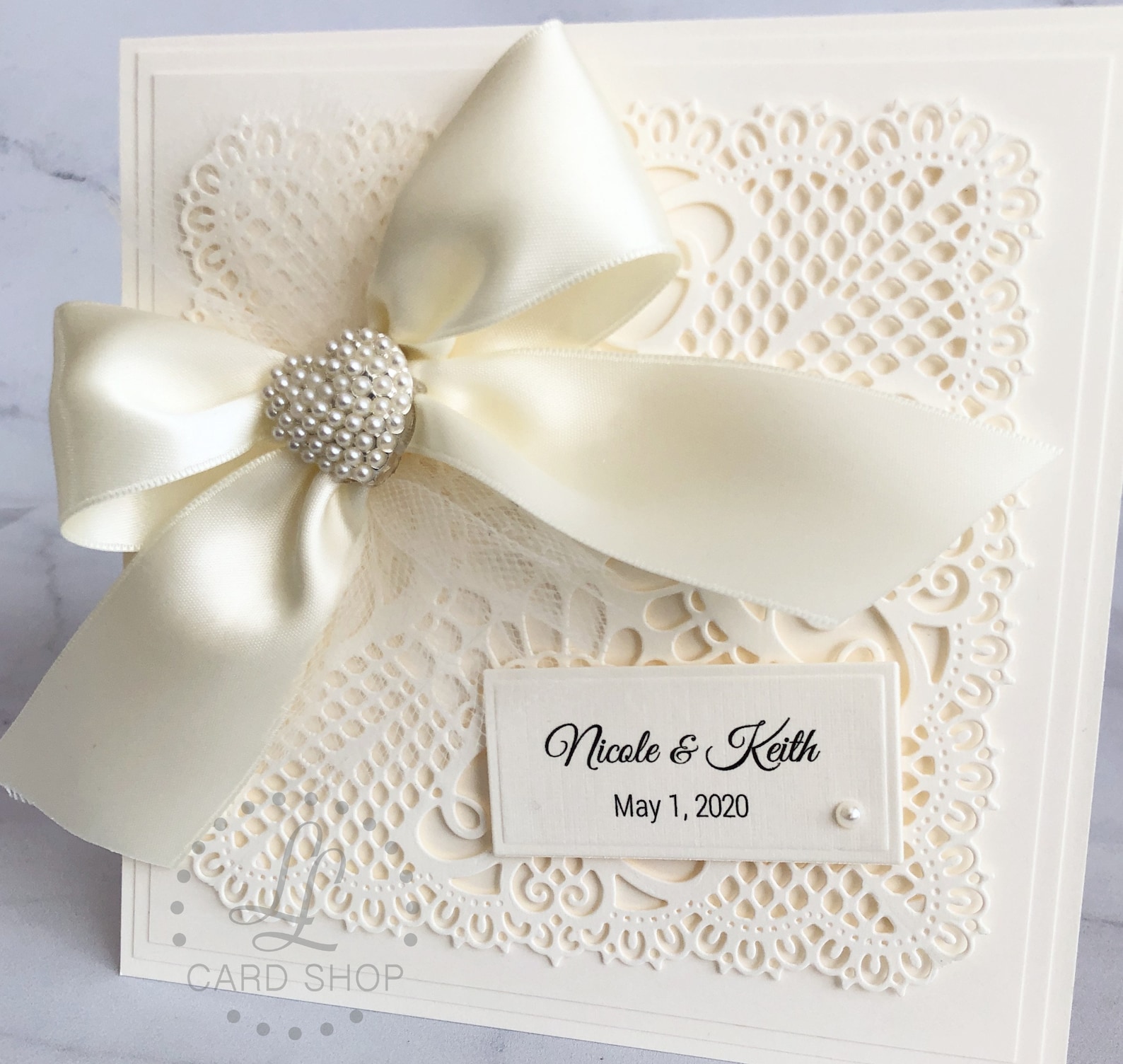 Handmade Personalized Wedding Card Luxury Ivory Wedding Card Etsy