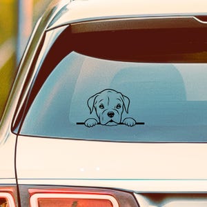 Boxer Puppy Dog Minimal Simplistic Peeking Dog Decal, Peekaboo Puppy Car Sticker,Dog Mom Gift, Pet Loss Memorial Truck Window Decor