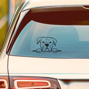 Boxer Dog Minimal Simplistic Peeking Dog Decal, Peekaboo Puppy Car Sticker,Dog Mom Gift, Pet Loss Memorial Truck Window Decor