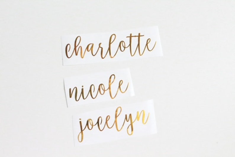 Metallic Gold Custom Name Decals: Permanent Vinyl Stickers - Etsy