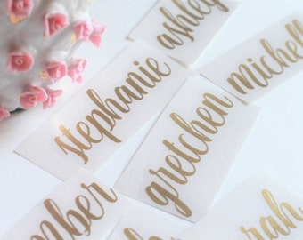 Personalized Cursive Script Name Stickers: Tumbler, Laptop Stickers, Wedding Bridesmaids Decals