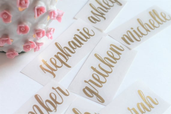 Personalized Cursive Script Name Stickers: Tumbler, Laptop Stickers, Wedding Bridesmaids Decals