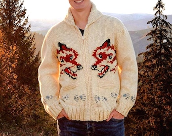 Hand gestrickt Wolf Cardigan Wolle Hail Mary Mary Maxim Style Pullover