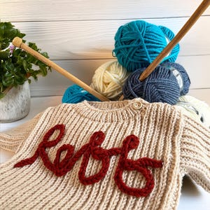 Personalized Handmade Baby Name Sweater, Hand Knit Sweater Toddler, Custom Baby Sweater with Name, Customized Baby Gifts