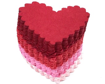 Heart Die Cuts, Scalloped, Lot of 100, Reds, Pinks