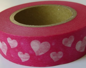 Heart Washi Tape, Pink Japanese Masking, Tokyo Edge