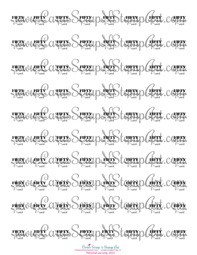 50th Birthday Printable Confetti FIFTY the Ultimate F-word | Etsy