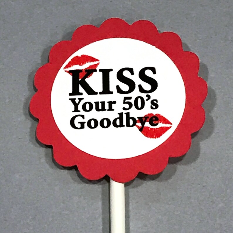 60th Birthday Cupcake Toppers Kiss Your 50's Goodbye - Etsy