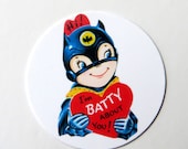 Batman Stickers - Round 1 1/2 Inch Handmade, Vintage Valentine, Set of 12 Il_170x135