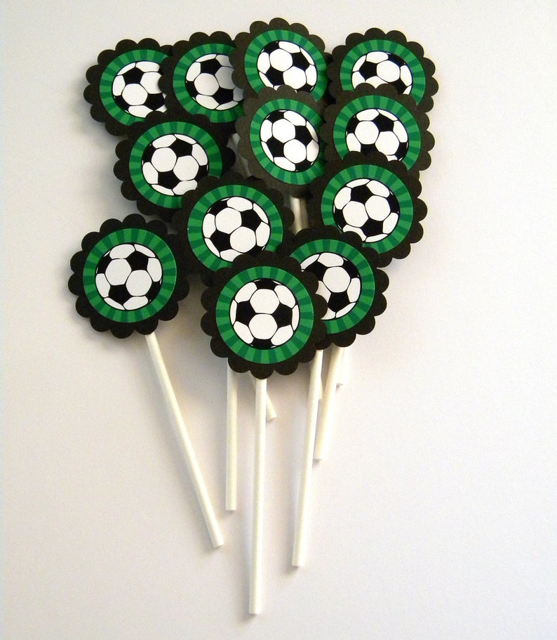 Soccer Ball Cupcake Toppers Set of 12 Etsy