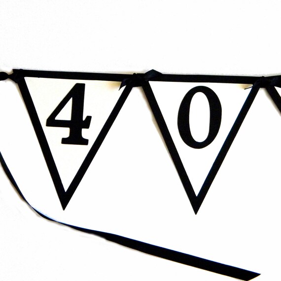40th Birthday Banner 40 Rocks Black White Or Your Choice Etsy