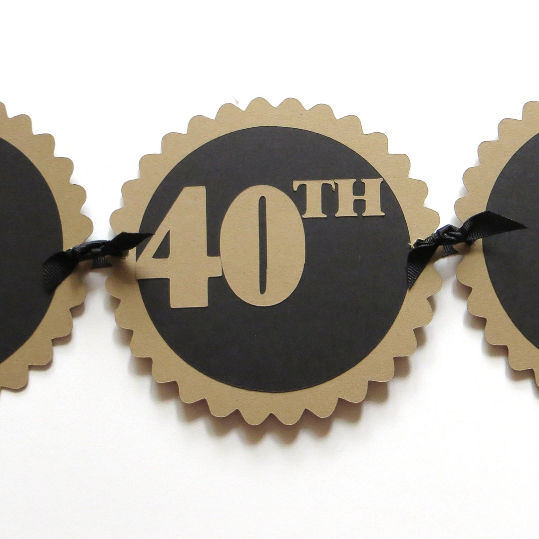 40th Birthday Banner Happy 40th Birthday Kraft Brown, Black or Your ...