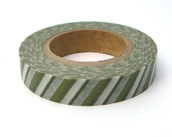 Green Washi Stripes, Japanese Masking Tape, Gift, Scrapaholic Collection