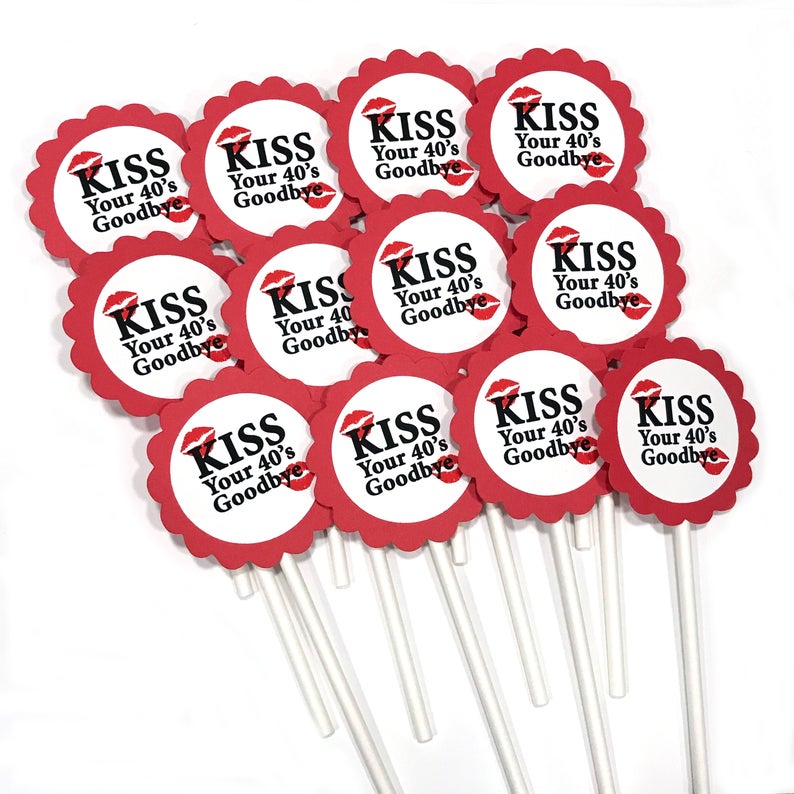 Paper Party Supplies Cake Toppers Picks Set Of 12 50th Birthday Cupcake Toppers Kiss Your 40 S Goodbye Red And White Or Your Colors Paper Party Supplies Cake Toppers Picks Set Of 12 50th Birthday Cupcake Toppers Kiss Your 40 S Goodbye Red And White Or Your Colors