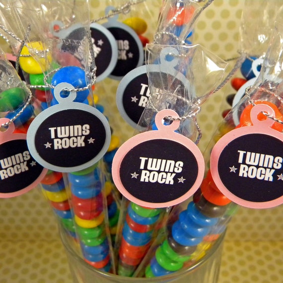 Twin Baby Shower Candy Treat Bag Favors - Set of 12, Pink and Blue Il_570xn
